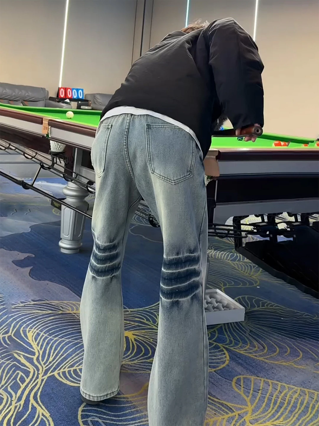 

Мужские джинсы-клеш с синим узором «Молния», весенние, в американском уличном стиле, зауженные, повседневные, из хлопкового денима