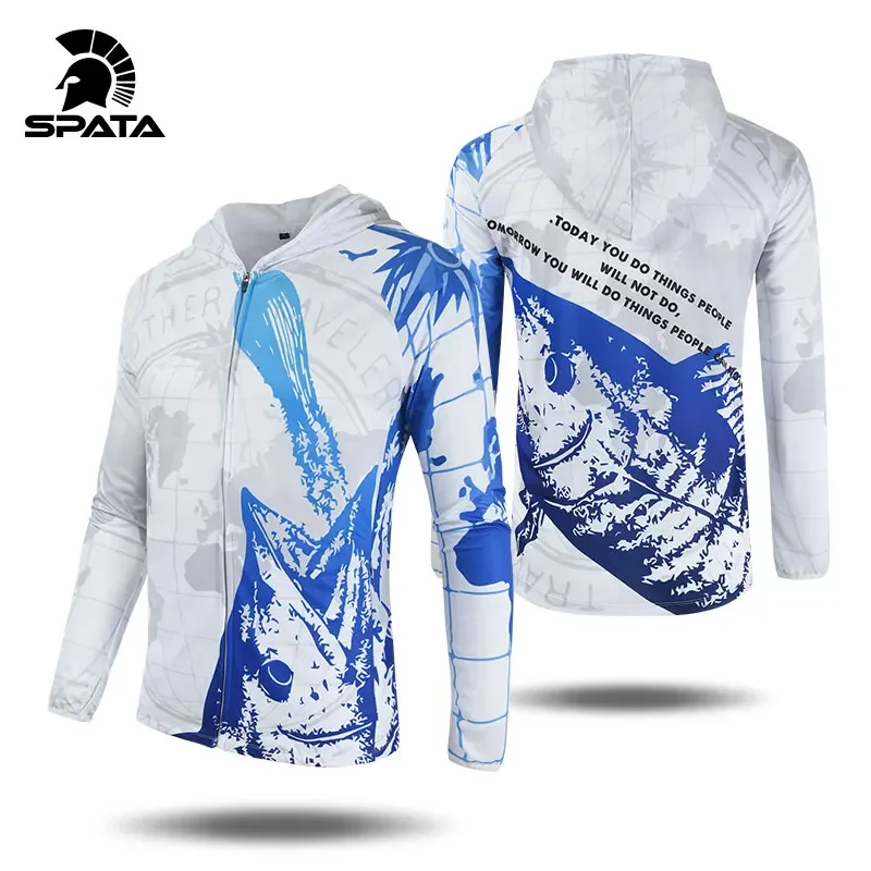 2024 spata เสื้อตกปลาแขนยาวป้องกันรังสียูวีป้องกันแสงแดดสำหรับเบ็ดตกปลาฤดูร้อนเสื้อตกปลาแห้งเร็วระบายอากาศได้ดี