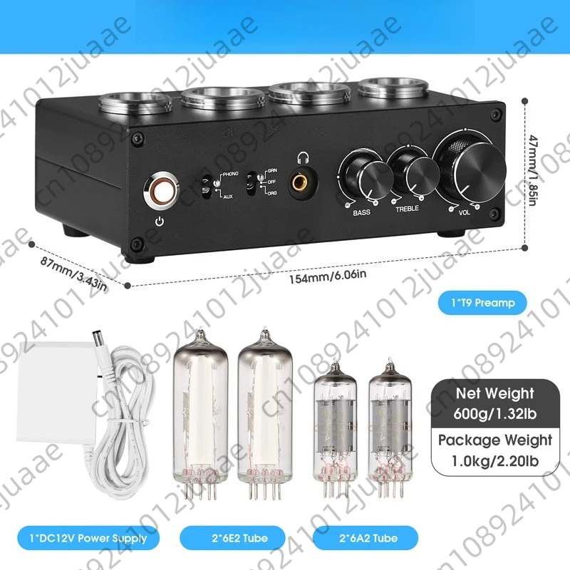 T9 Tube Phono Preamp with 6E2 Magic Eye, MM/MC Input for Vinyl Turntable & Hi-Fi System