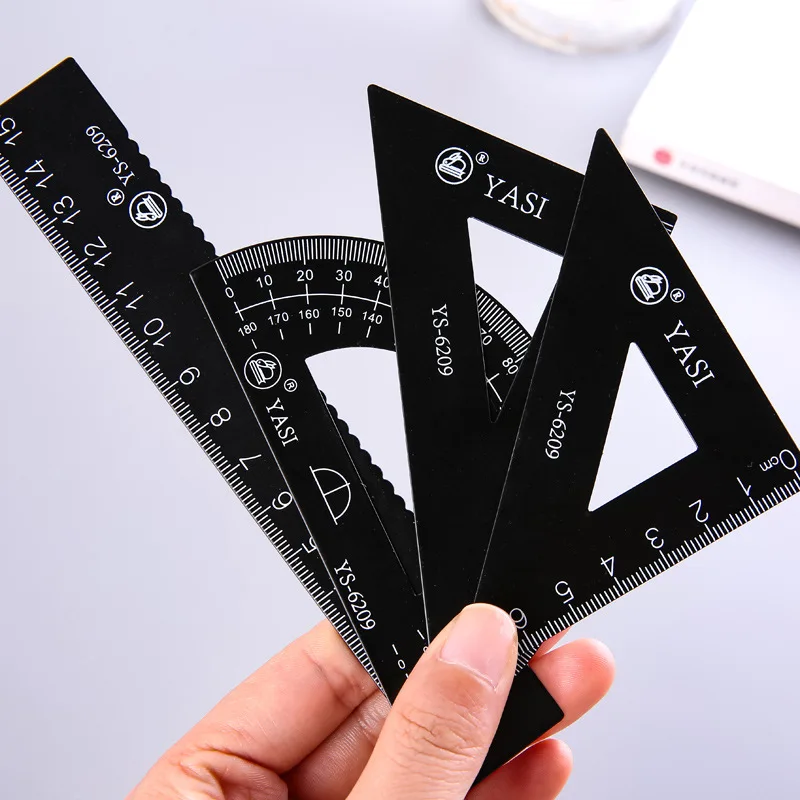 4 In 1 Metal Ruler Aluminum Alloy Angle Ruler Protractor Triangle Ruler Multifunctional Measuring Tools Set Square Goniometer