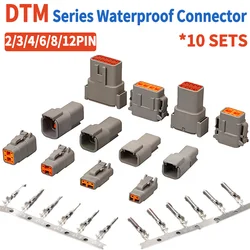 10 Sets Deutsch DTM Automobile Waterproof Connector Plug&Socket Male&Female Terminal DTM04-2/3/4/6/8/12P DTM06-2/3/4/6/8/12S
