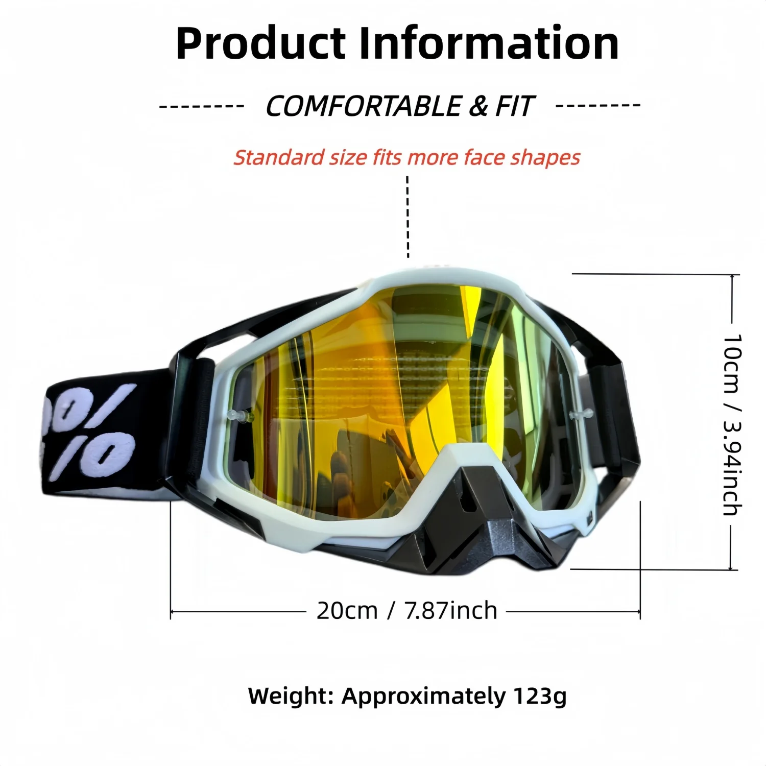 Professional MX ATV Goggles, HD UV400 Windproof Dustproof Impact Resistant, Helmet Compatible for Skiing & Off-Road Sports