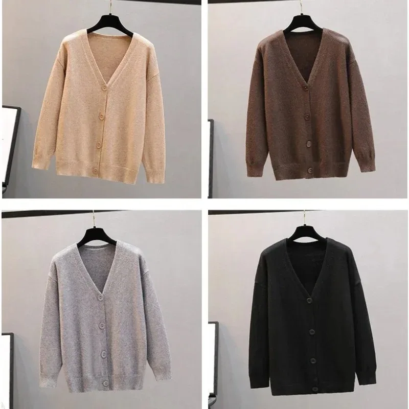 เสื้อคาร์ดิแกนแฟชั่นสไตล์เกาหลี คอวี แขนยาว ดีไซน์หรูหรา กระดุมแถวเดียว สไตล์ลำลอง สำหรับผู้หญิง