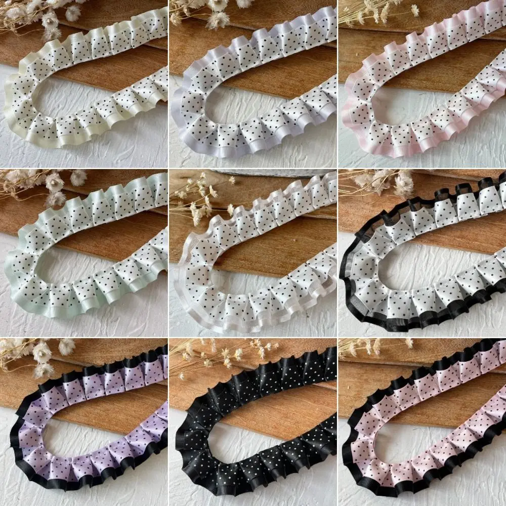 2M Pleated Ribbon Trim DIY Ruffle Trim Double Layer Lace Ribbon Needlework Crafts Collar Cuff Trim Lolita Dress Ribbon