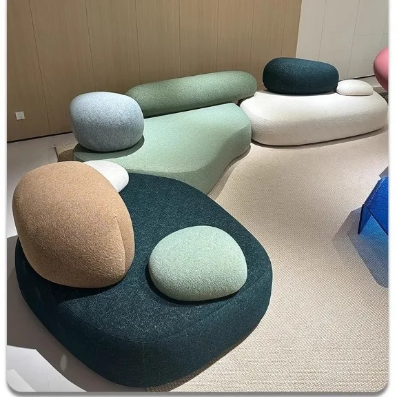 Creative Sofa Light Luxury Italian Pebble Fabric Compression Sofa Special-shaped Living Room New Sponge Rock Sofa Bed