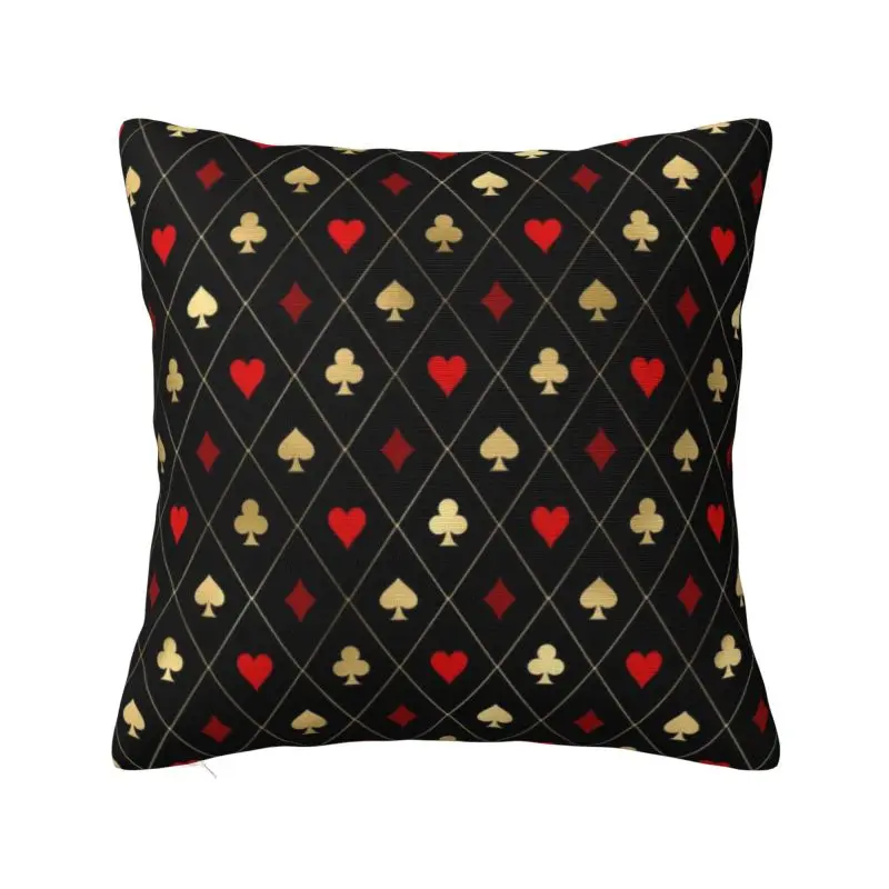 Luxury Playing Card Poker Sofa Cushion Cover Velvet Heart Diamond Club Queen of Spade Throw Pillow Case for Living Room