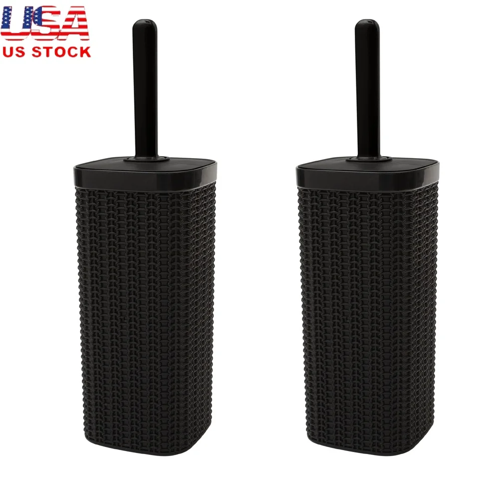 

Комплект из 2 матовых черных туалетных щеток с декоративным держателем, гигиеническая, устойчивая к ржавчине, долговечная щетина, отдельно стоящая конструкция