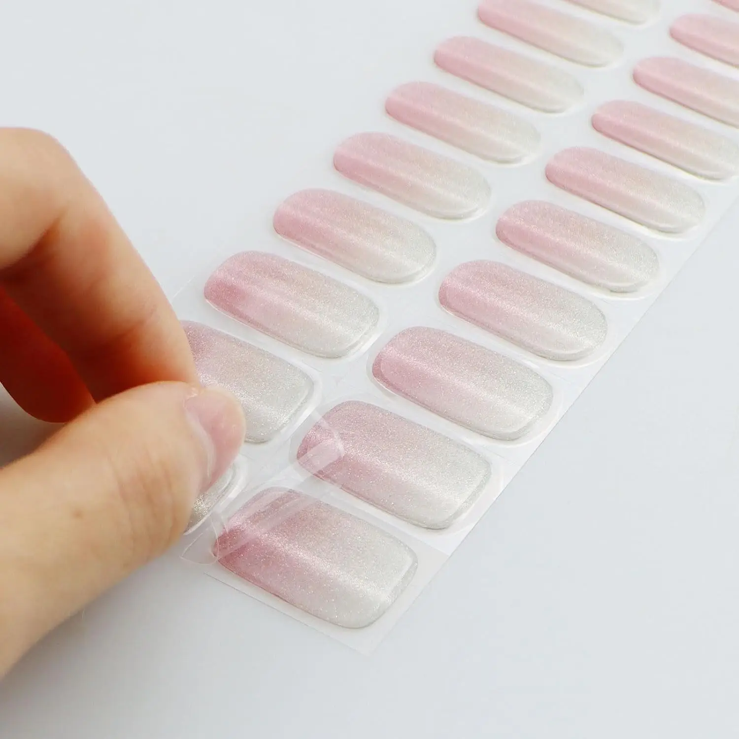 ملصقات أظافر جل وردي كريمي شبه معالج شرائط أظافر جل يلتف الأشعة فوق البنفسجية/LED تصميم فني للأظافر إكسسوارات الديكور