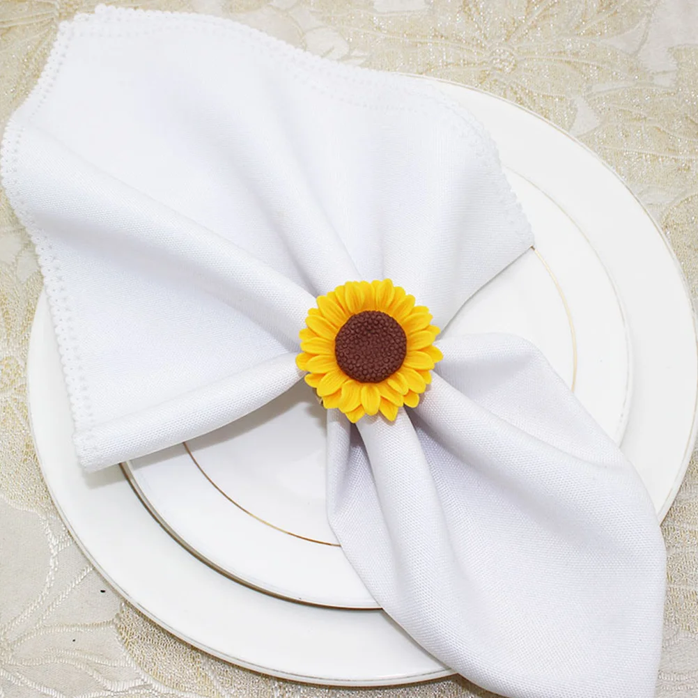 

4Pcs Yellow Sunflower Napkin Rings for Wedding Party Napkin Ring Metal Table Decoration Banquet Dinner Gathering