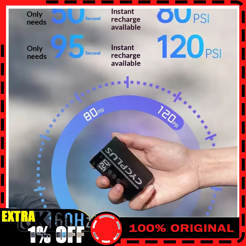 CYCPLUS AS2 Pro Mini Electric Bicycle Pump LED Display Portable High Pressure Tire Inflator