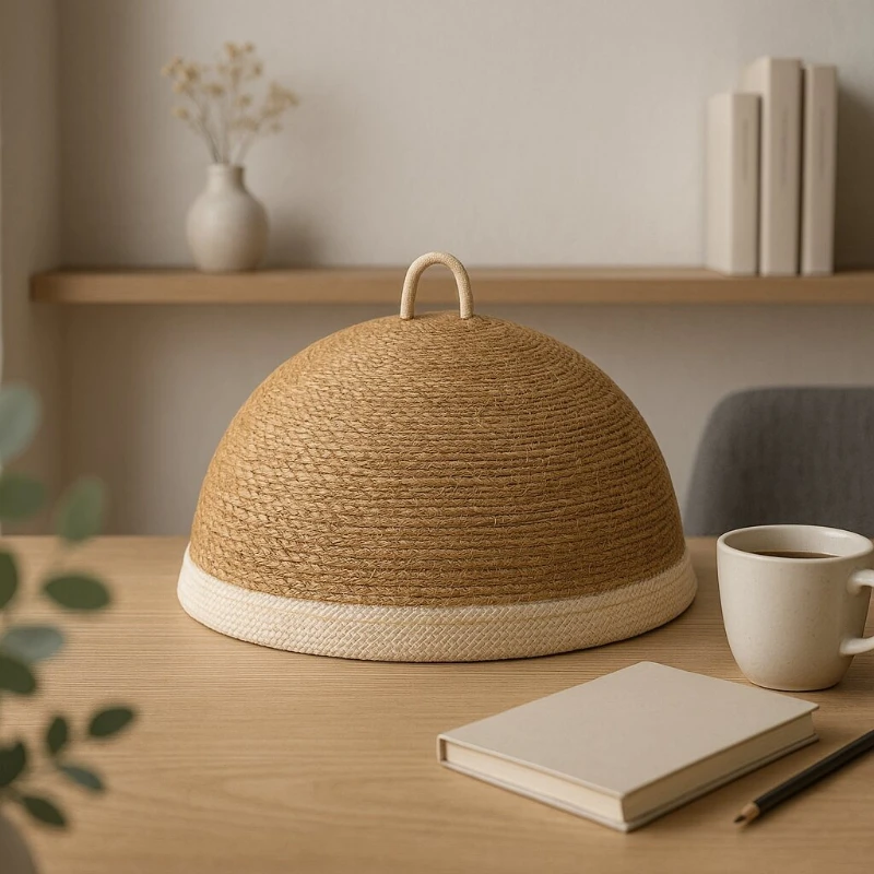 

Natural Handwoven Seagrass Food Cover Dome Shape Kitchen Dust Cover Insect Protection for Leftovers Dining Table Umbrella