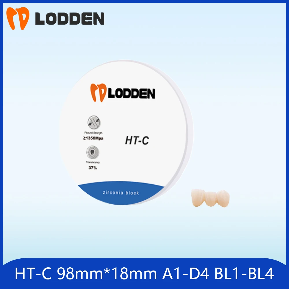 LODDEN Dental Zirconia Block HT-C 98mm*18mm Dental Lab Block A1-D4 BL1-BL4 CAD CAM Roland Milling Machine Dental Materials