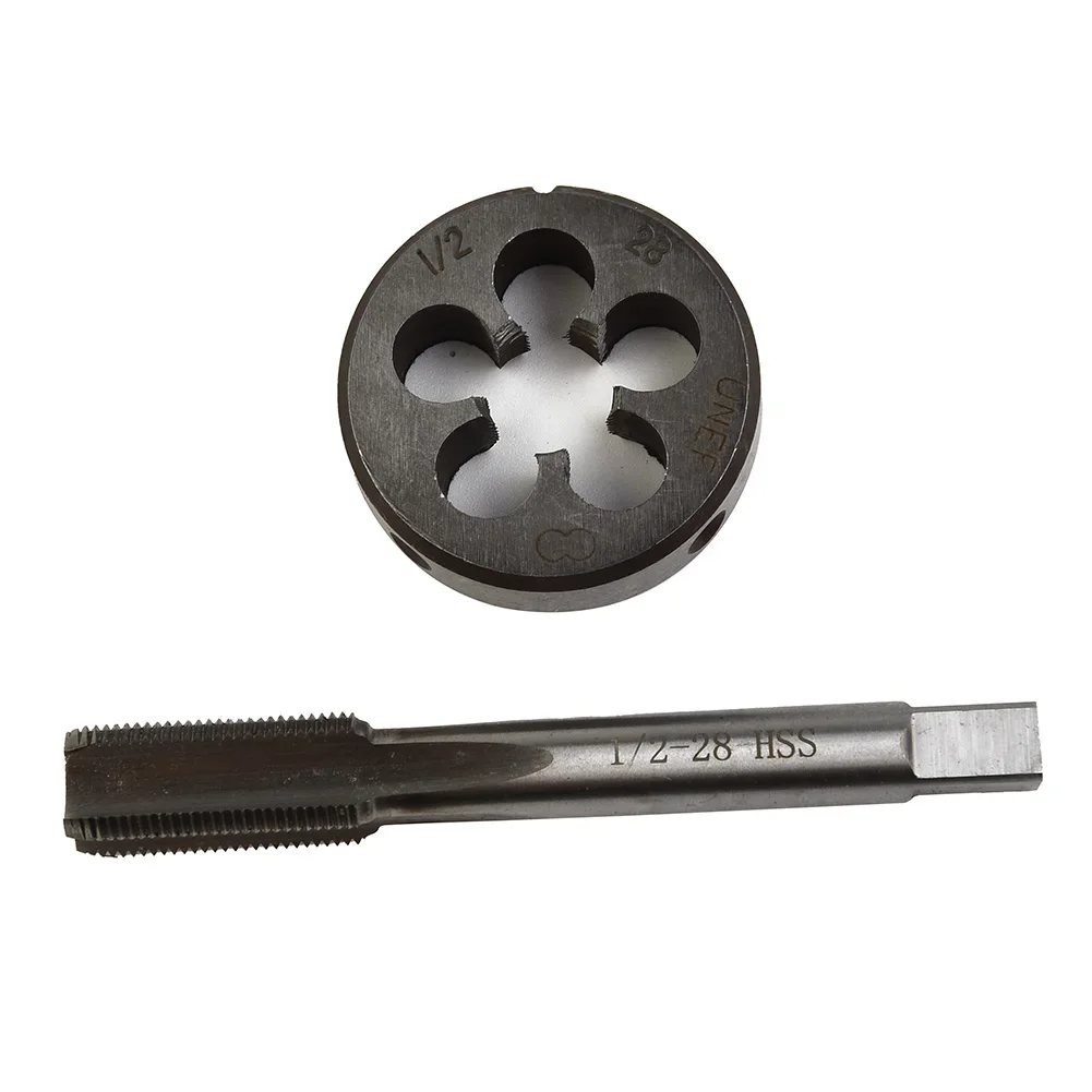 1/2-28 Tap + Die 2* 2pc HSS Hand Right Set TPI 1/2x28 28 TPI (Thread-Per-Inch) UNEF Thread Tool 1/2" UNEF Practical