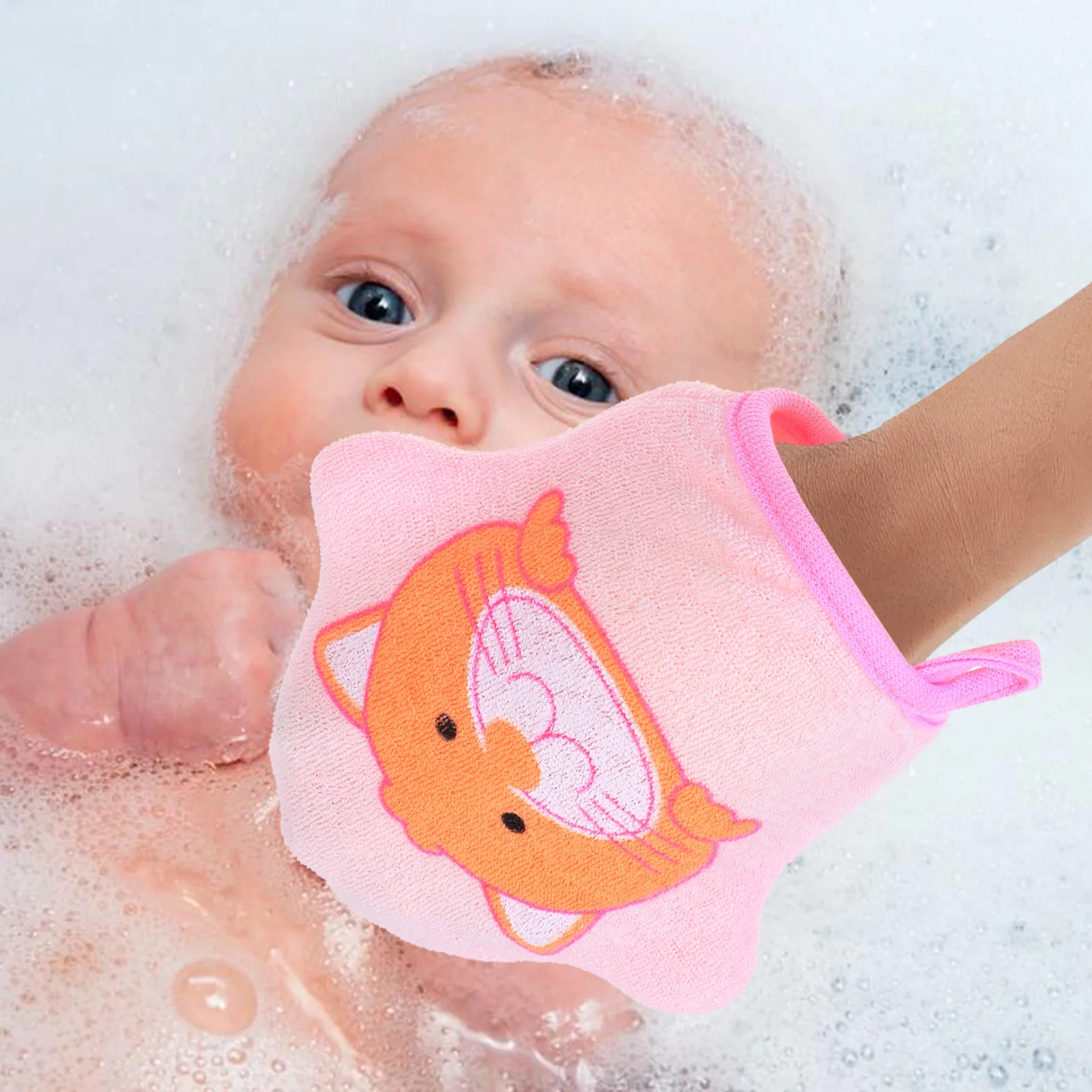 

3Pcs Children Bath Gloves Cartoon Shower Mitts for Kids Baby Colorful Cotton Scrubber Gloves Bubble Maker