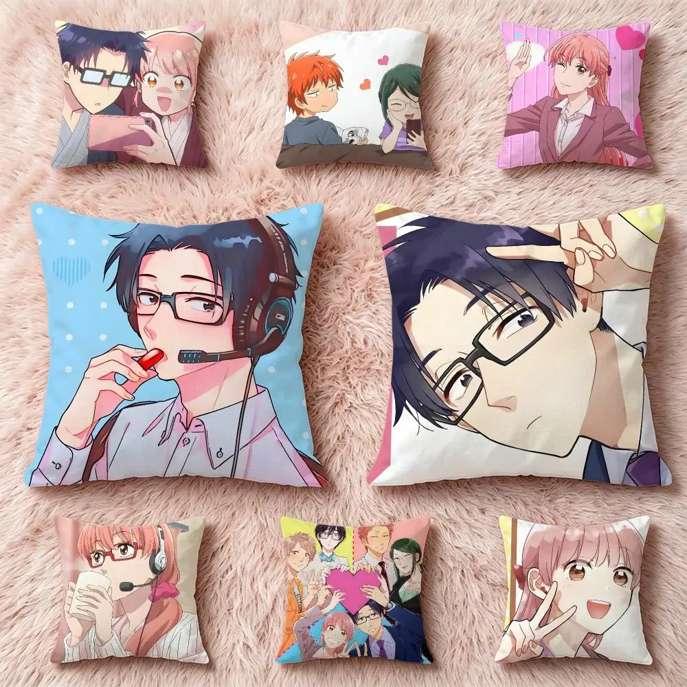 Wotakoi Love Is Hard for Otaku Cushion Cover Pillow Short Plush Pillow Cute Simple Style For Living Room Bedroom Birthday Gift