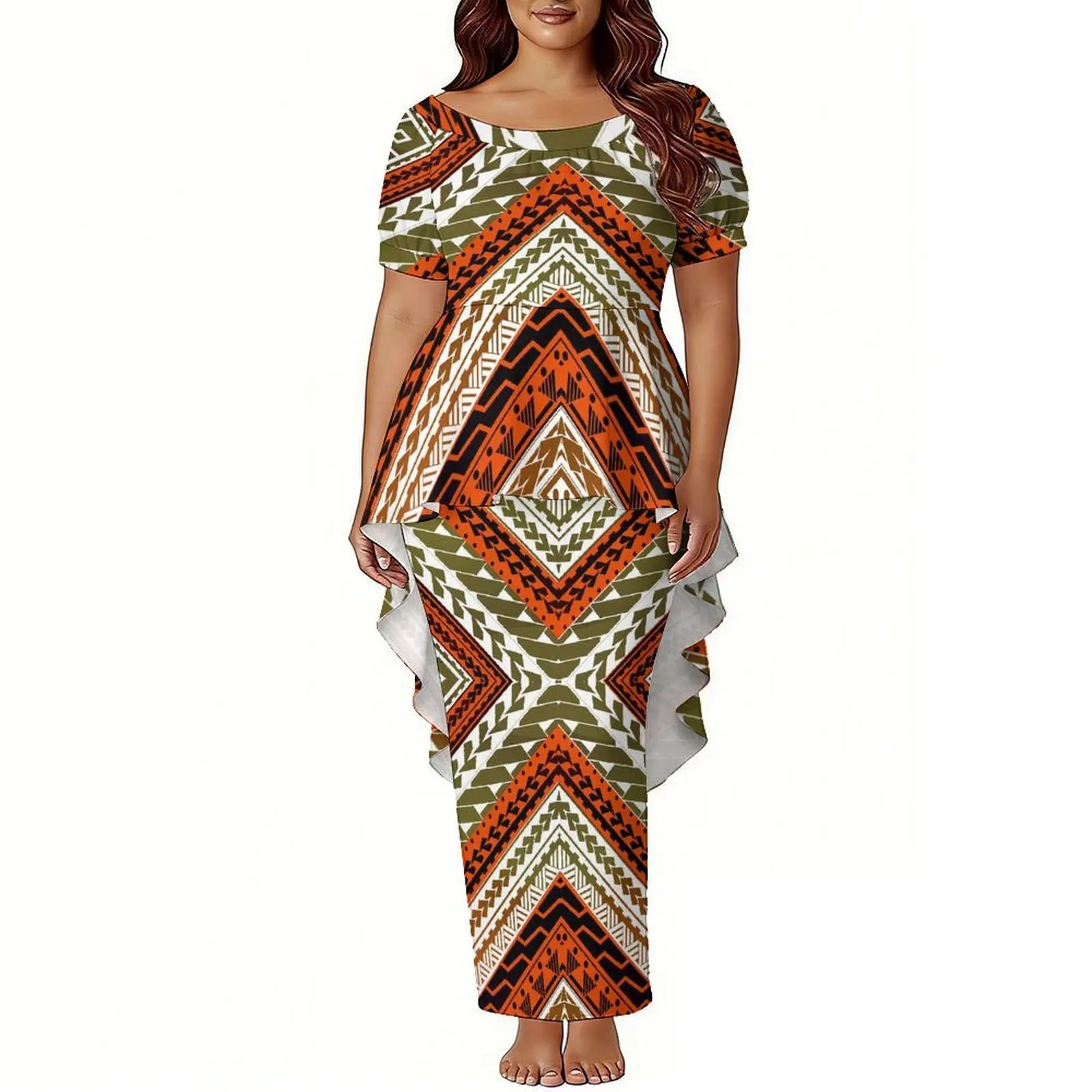 ชุดเดรสปูเลตาซีสไตล์โพลินีเซียนคุณภาพสูงสำหรับผู้หญิง - ชุดเดรสยาวสำหรับงานเลี้ยงอย่างเป็นทางการ ดีไซน์ทันสมัย ทรงสวยเข้ารูป