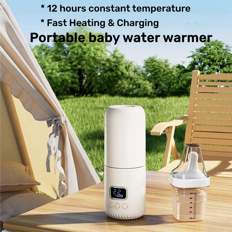 Portable Water Warmer For Baby Milk Travel Fast Heating & Charging 10000/18000mAh Battery Thermostat Wireless Baby Bottle Heater