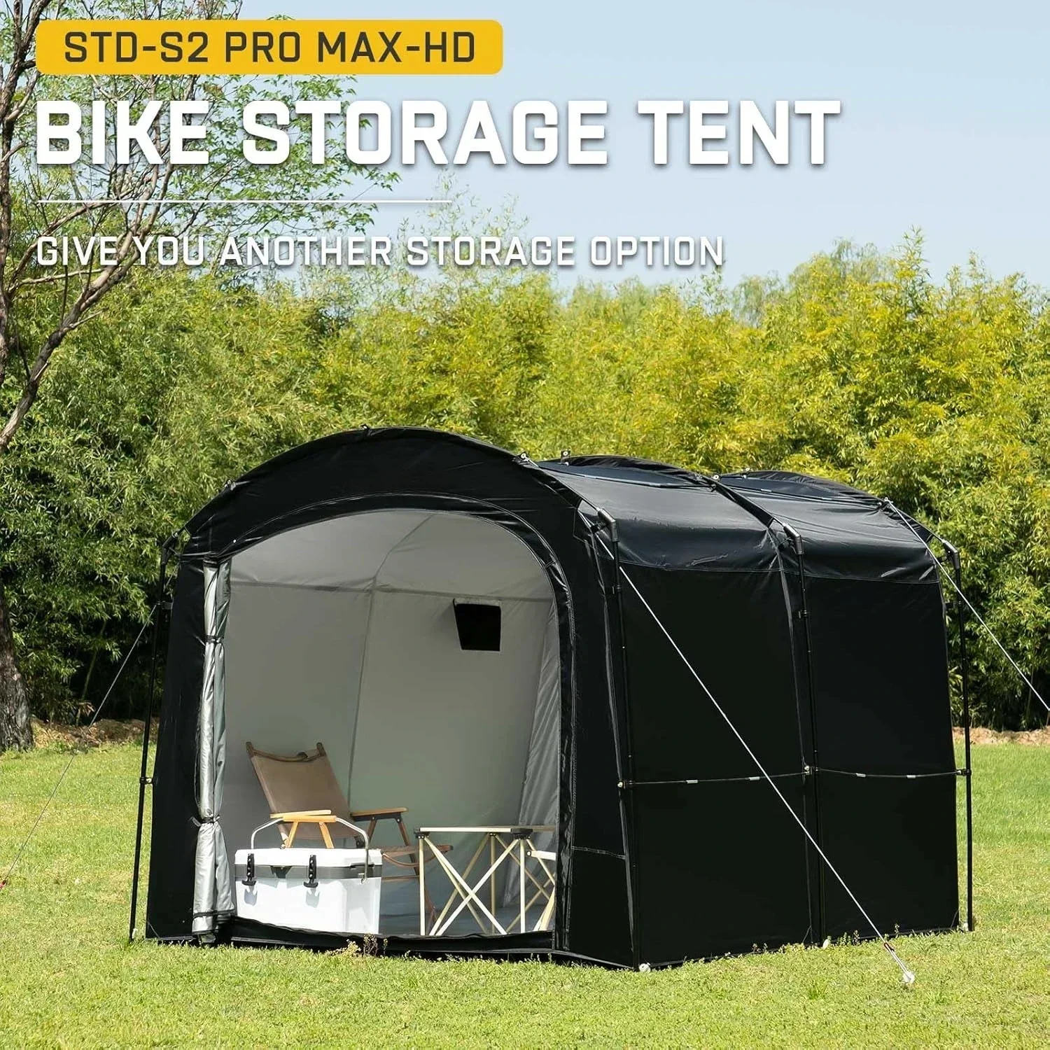 

[New Arrival, Discounted Price!]Bike Storage Tent, Outdoor 8×7×6.3ft Large 2-in-1 Portable Shed More 30% Top Space W/Double Door