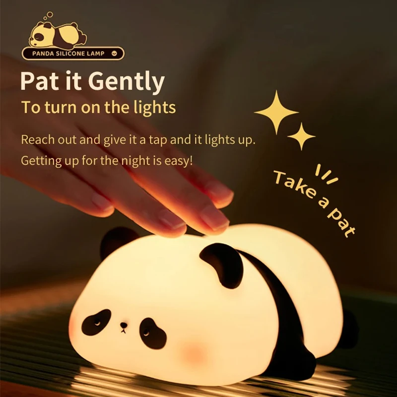 Cute LED Silicone Rechargeable Night Light Touch Sensor Dimming Lamp Timing Cartoon Bedside Decor Stuff Gift for Baby Children