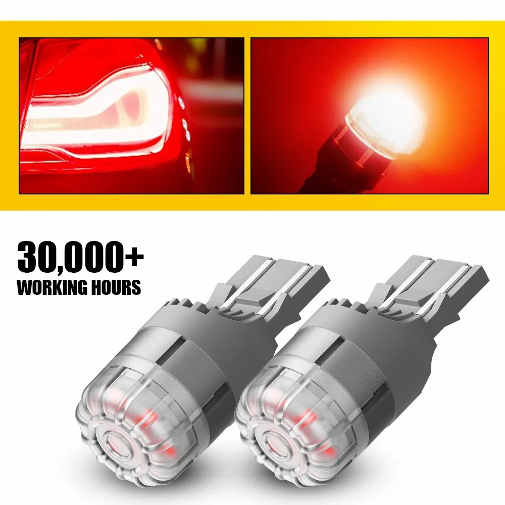 

2 шт. T20 7443 светодиодный автомобильный стоп-сигнал красный W21/5W 7440 W21W 7443 T20 светодиодный Canbus задний DRL задние стоянковые огни сигнальная лампа 12 В