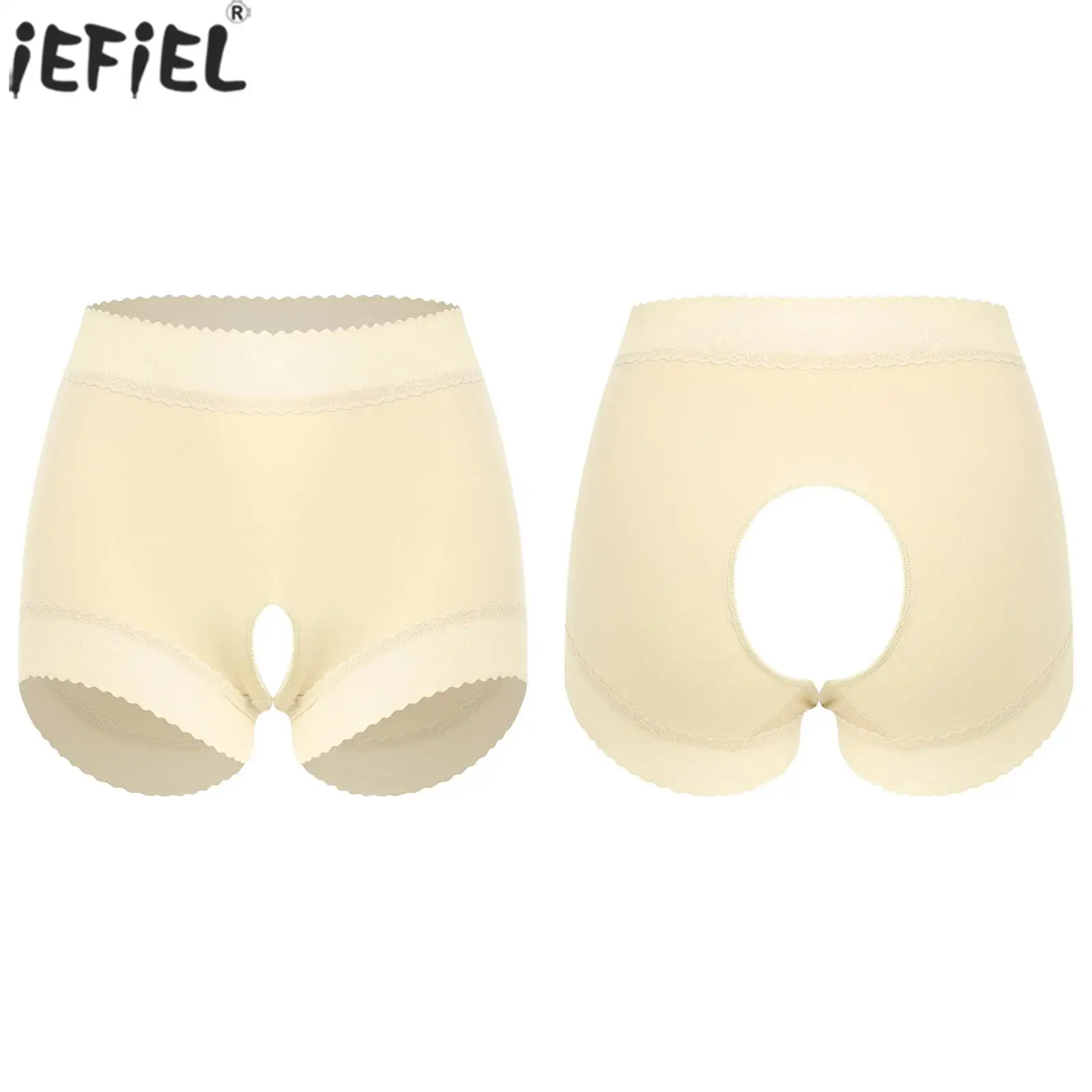 

Women Lingerie Temptation Briefs Panties Solid Color Open Butt Boxer Panties for Daily And Dating Night Flirting Underpants