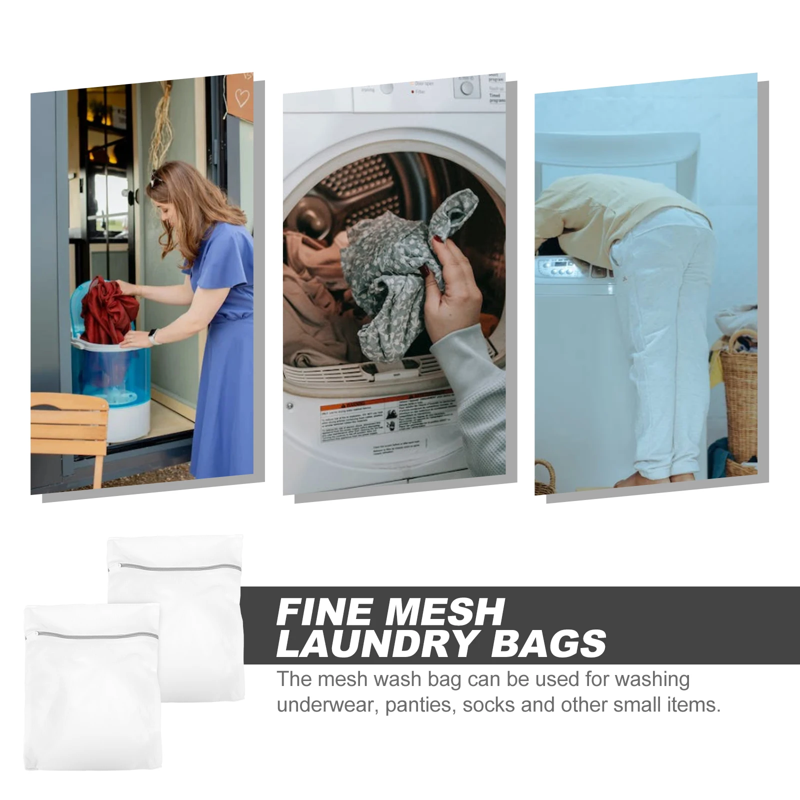 

2pcs Mesh Laundry Bags For Washing Machine Fine Mesh Zipper Bag Set Underwear Socks Delicates Reusable Laundry Bag Storage