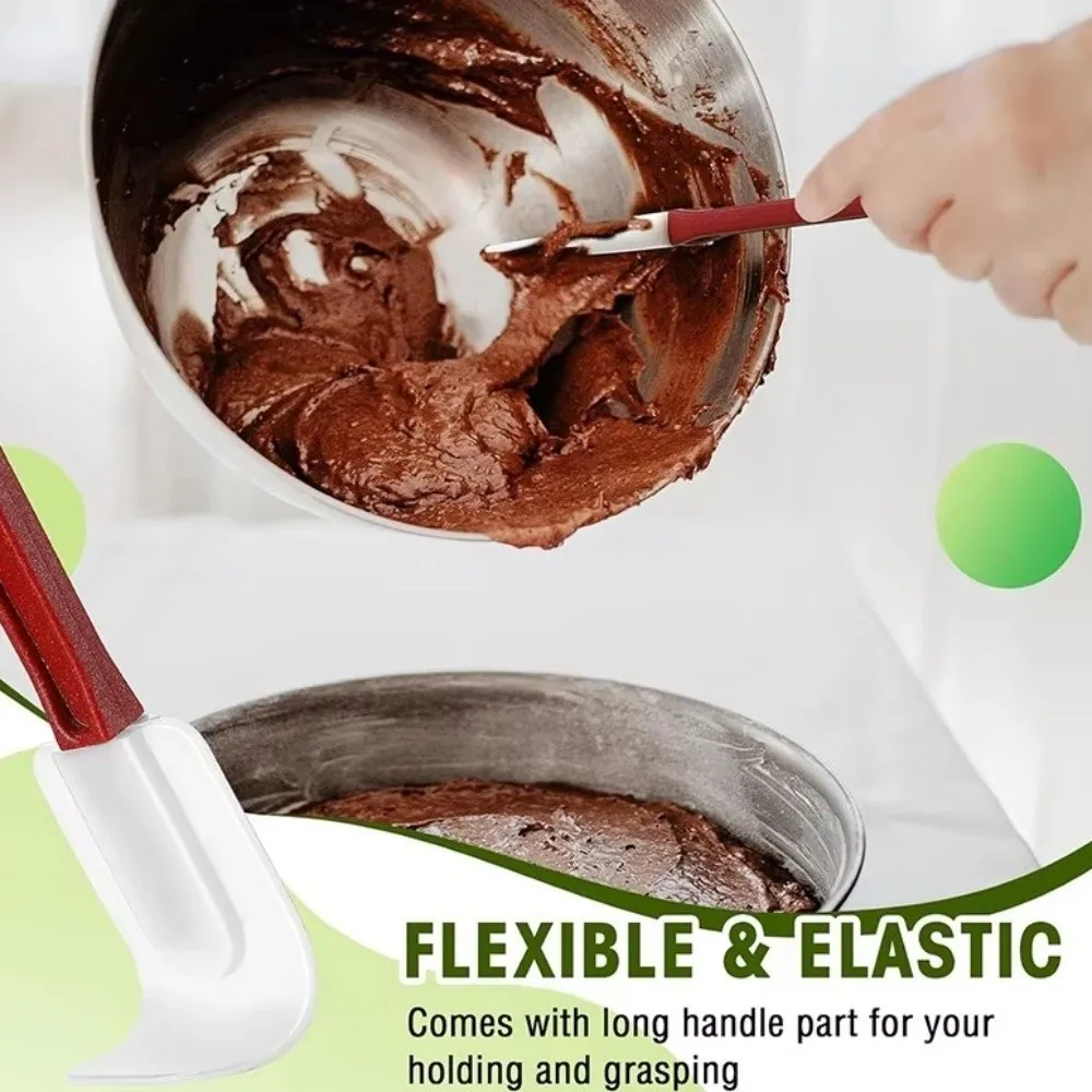 2PCS Heat Resistant Silicone Spatula Food Grade Extended Handle Kitchen Spatula Non-stick Baking Scraper Set Baking