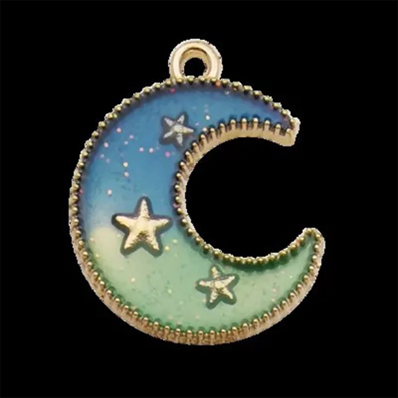 10Pcs Star Moon Sky Metal Enamel Charms Pendants for Making Pendants Necklaces Earrings DIY Handmade Jewelry Accessories