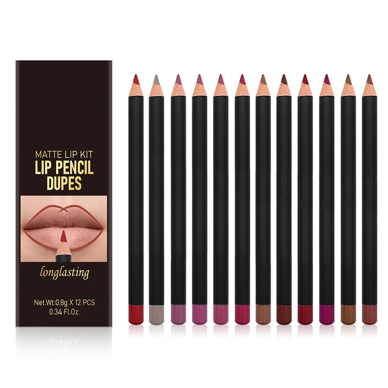 Matte Lipstick Pen Set, Maquiagem Nude, não se desvanecer, à prova de suor, impermeável, duradoura, manter batom, 12 pcs