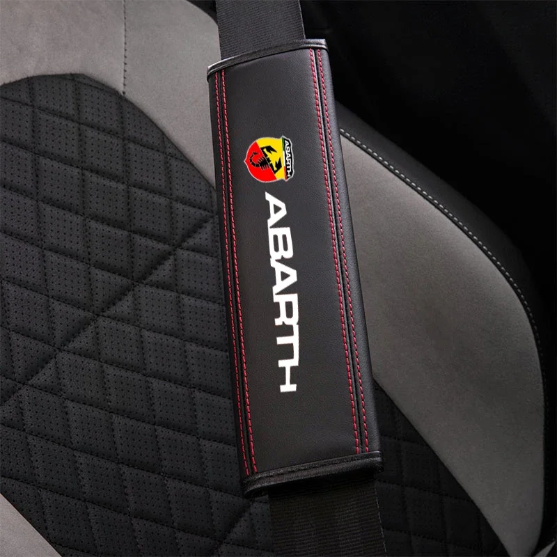 For Fiat Abarth 595 Abarth 500 Abarth 124 Spider 1pc Cowhide Car Interior Seat Belt Protector Cover For Car Auto Accessories