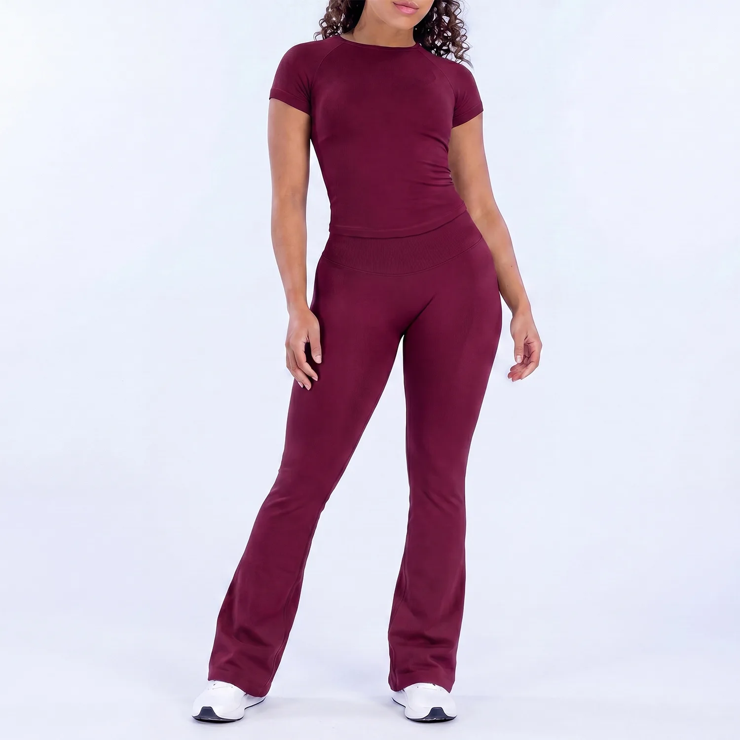 LOGO 2-Piece High Quality Yoga Suit Naked High Elastic Sports T-Shirt Hip Shaping Yoga Shorts Leggings Fitness Sportswear