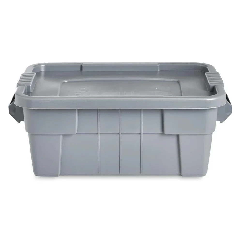 Commercial Products BRUTE Tote Storage Bin with Lid,Gray, Rugged/Reusable Boxes for Moving/Camping/Garage/Basement Storage