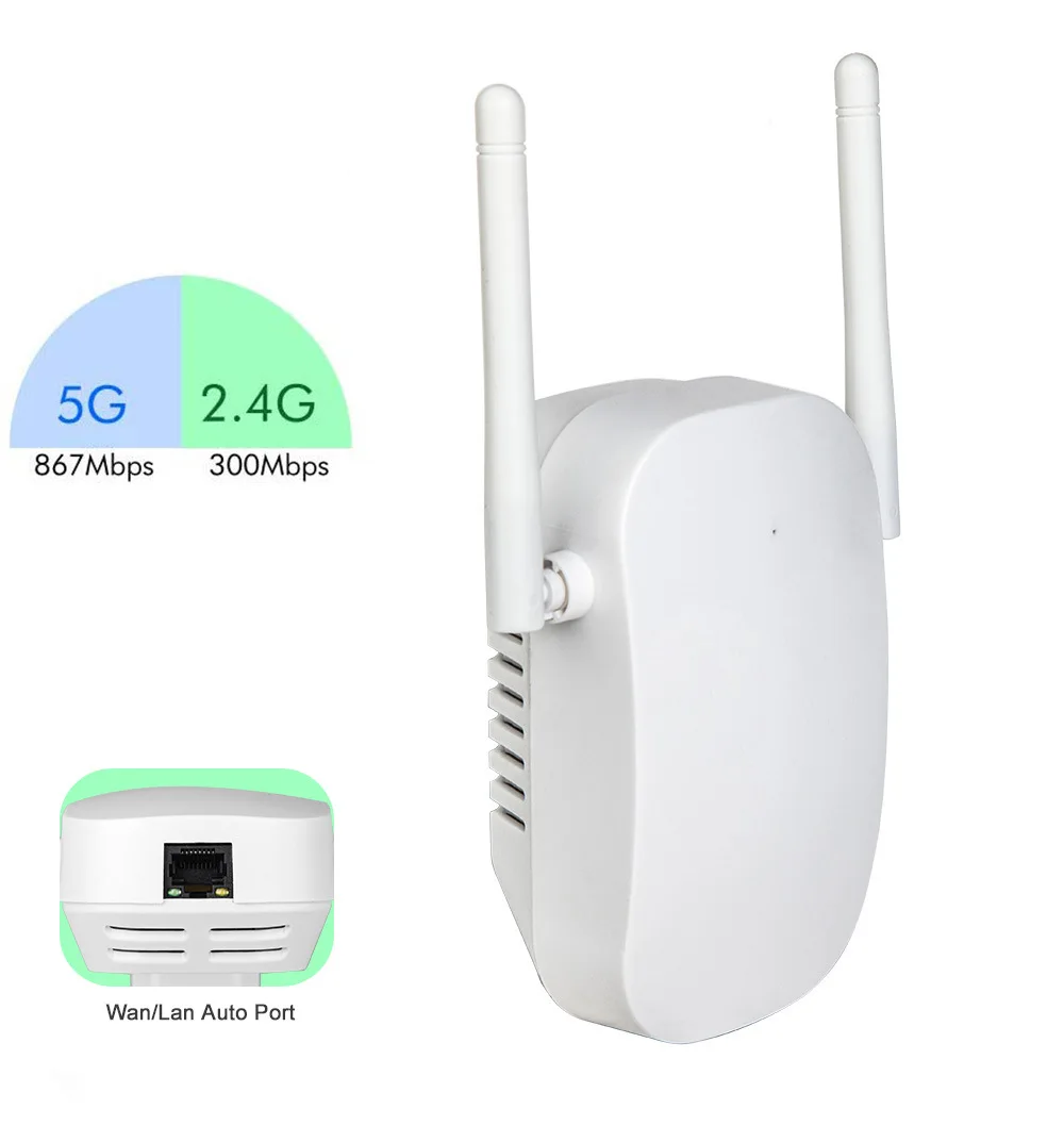 2.4G/5GWiFi Dual Band Repeater 1200Mbps Wireless Signal Range Extender Wi-Fi Amplifier Router Long Range Signal Booster For Home