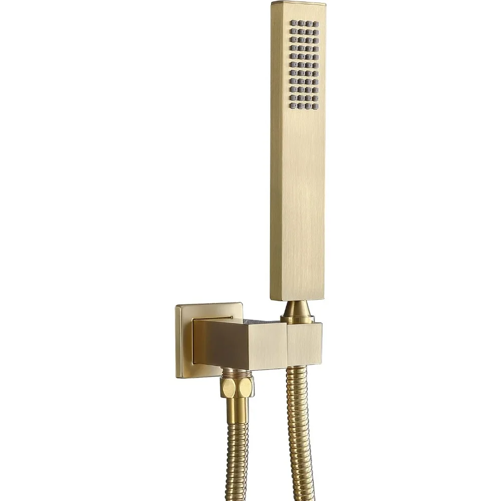 

Ручная насадка для душа из цельной латуни из матового золота с настенным креплением и набором соединителей для шланга