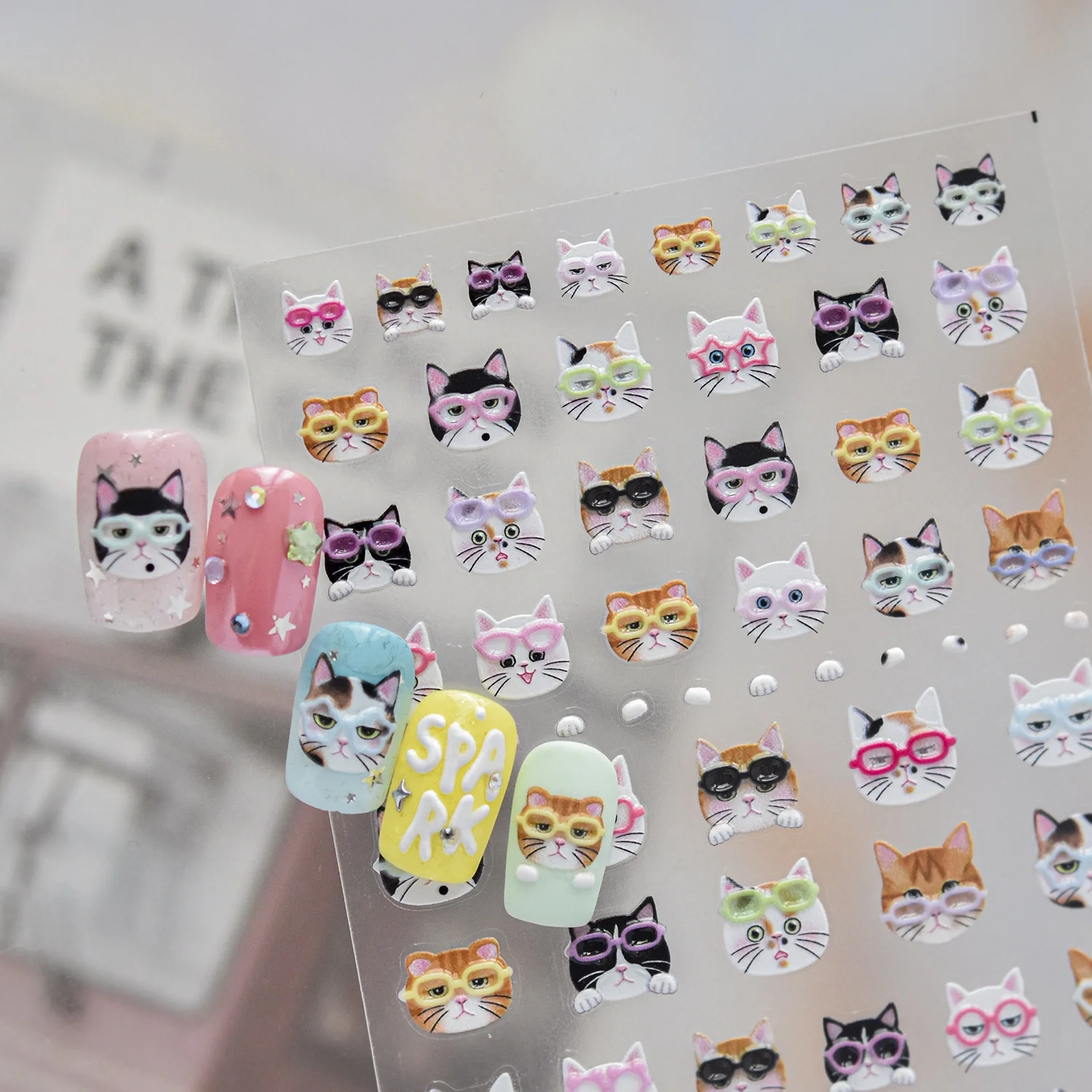 Cute Playful Cat Dog 5D Nail Stickers Short Hair Kitten Shiba Inu Puppy Animal Paw Print Decals Sweet Pet Self Adhesive Decor - view 5