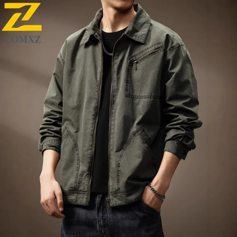 

COMXZ Мужская охотничья ветровка средней длины, свободная удобная Normcore для кемпинга, модные качественные куртки для прогулок