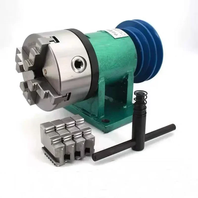 Household Lathe Spindle Assembly DIY Small Woodworking Rotating Seat 80 Three-jaw Chuck Flange Pulley Lathe Spindle Tools New