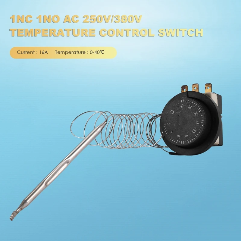 A013 1NC 1NO AC 250V/380V 16A 0-40C Temperature Control Switch Capillary Thermostat