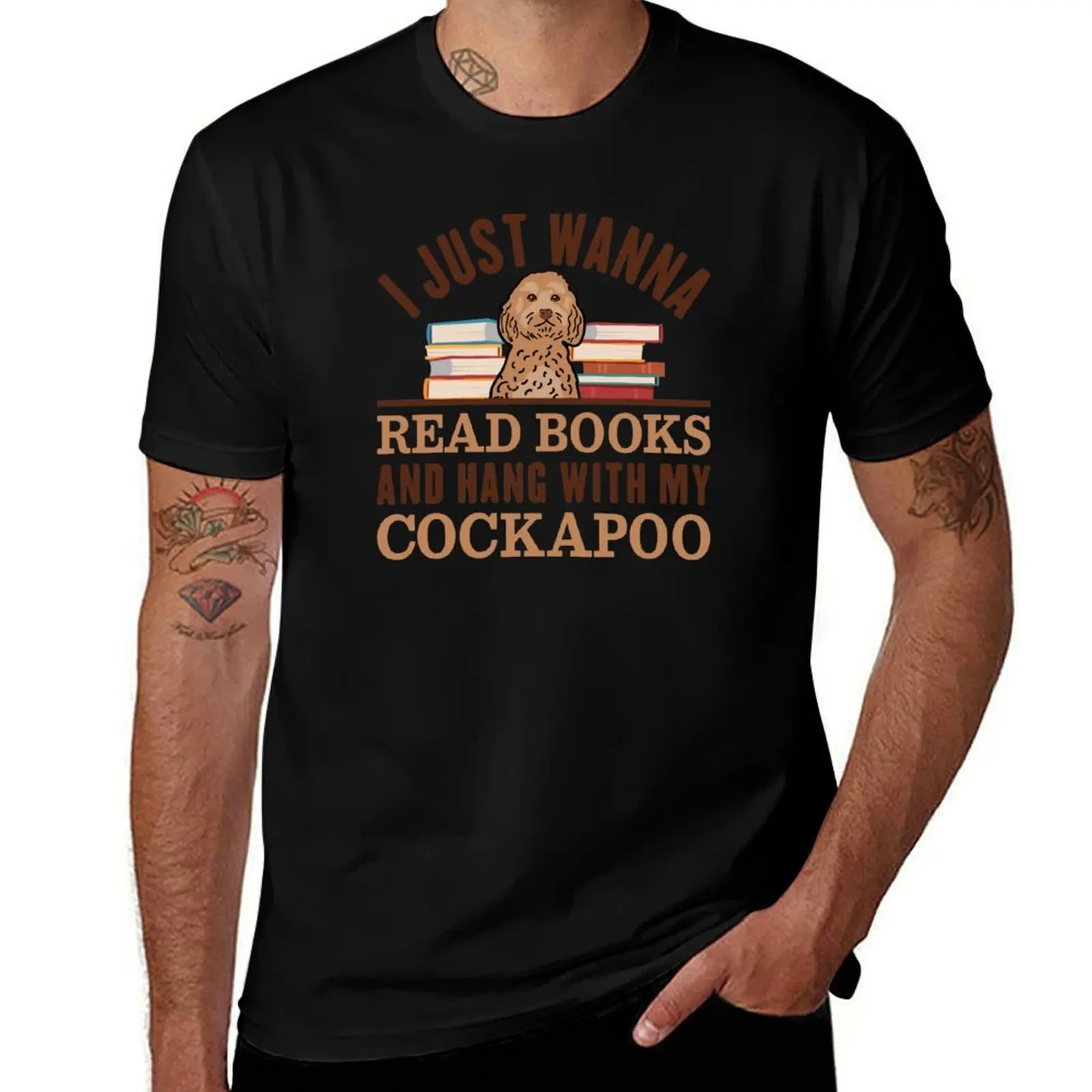 I Just Wanna Read Books And Hang With My Cockapoo T-Shirt Comfortable Work Wear Tee T-Shirt