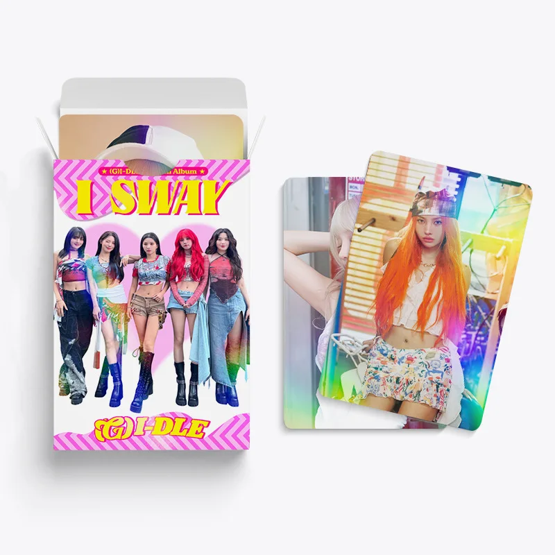 60Pcs/Set KPOP (G)I-DLE HD Laser Photocard Yuqi Shuhua Minnie Soyeon Miyeon New Album I SWAY LOMO Cards Fans Boxed Postcard Gift