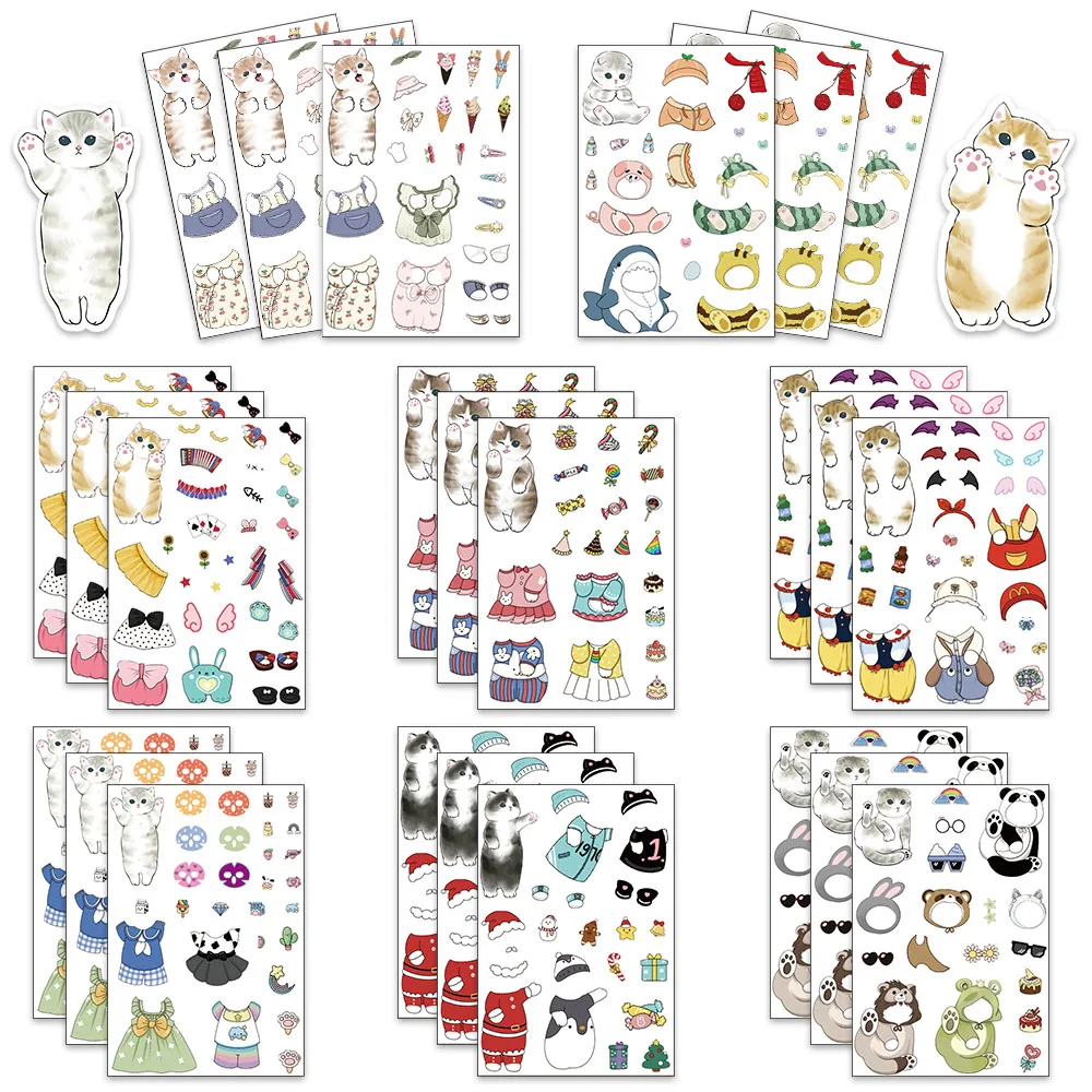 

32Sheets Cute Watercolor Dogs DIY Puzzle Stickers Cartoon Face Assemble Stickers Luggage Guitar Phone Kids Boys Girls Teen Toys