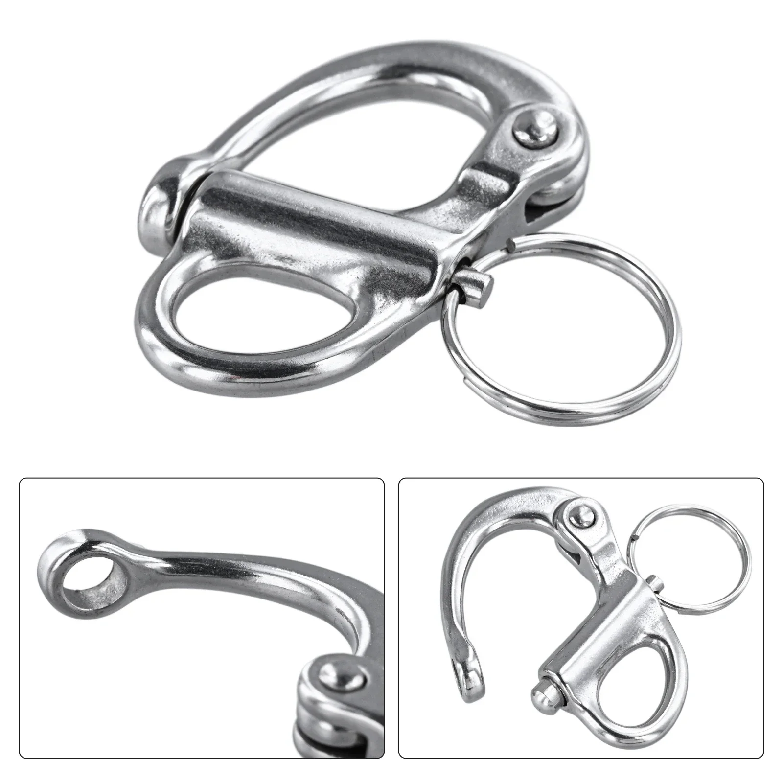 

1pc Stainless Steel Snap Fixed Bail Quick Release Snap Shackle For Yacht Diving Kayak 13g/43g/82g/512g Kayak Accessories