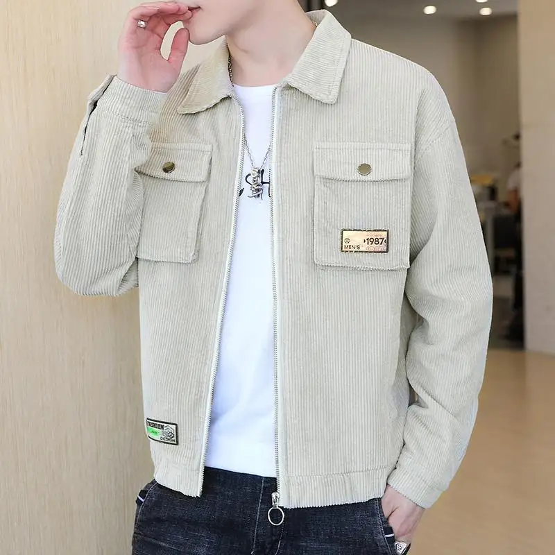 Men\'s Jacket Spring and Autumn Korean Style Trendy Corduroy Workwear Jacket Men\'s 2021 New Student Clothes