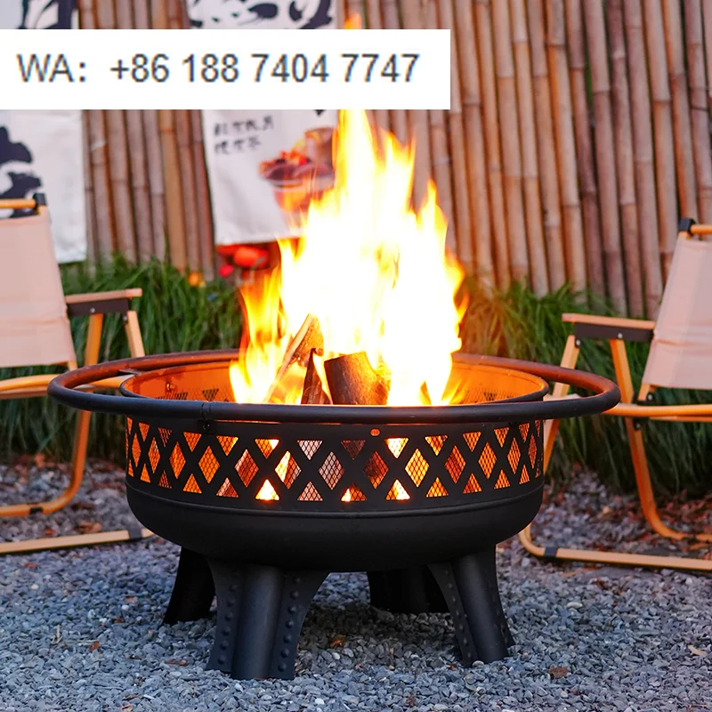 Multifunctional Outdoor Wood Burning BBQ Fire Pit round Shape Fire Stove for Backyard Bonfire & Patio Picnic
