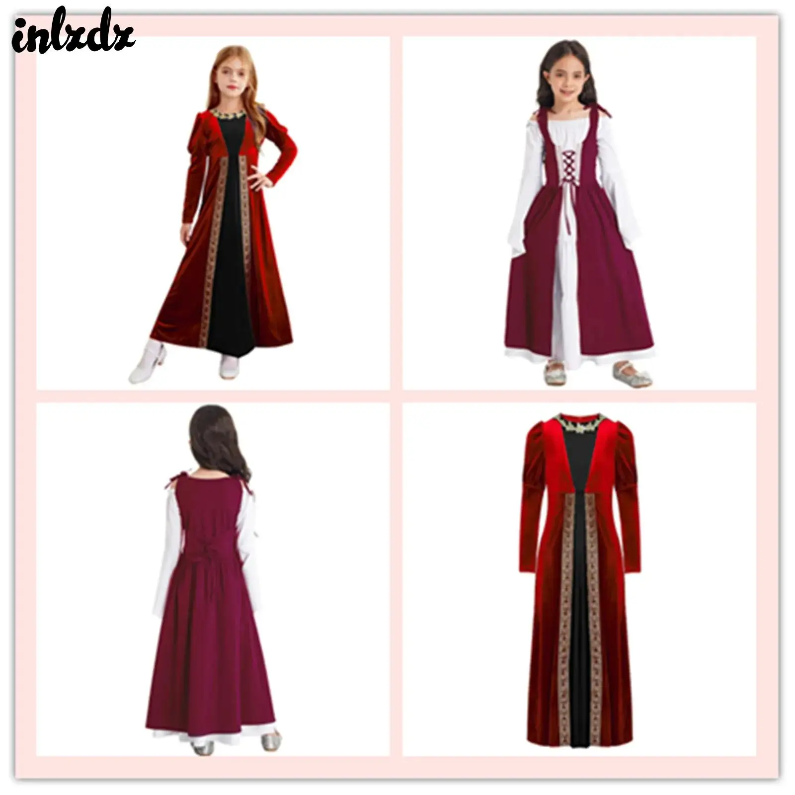 

Средневековый Ренессанс для девочек, Хэллоуин, карнавальный костюм с рюшами, викторианское классическое историческое платье макси