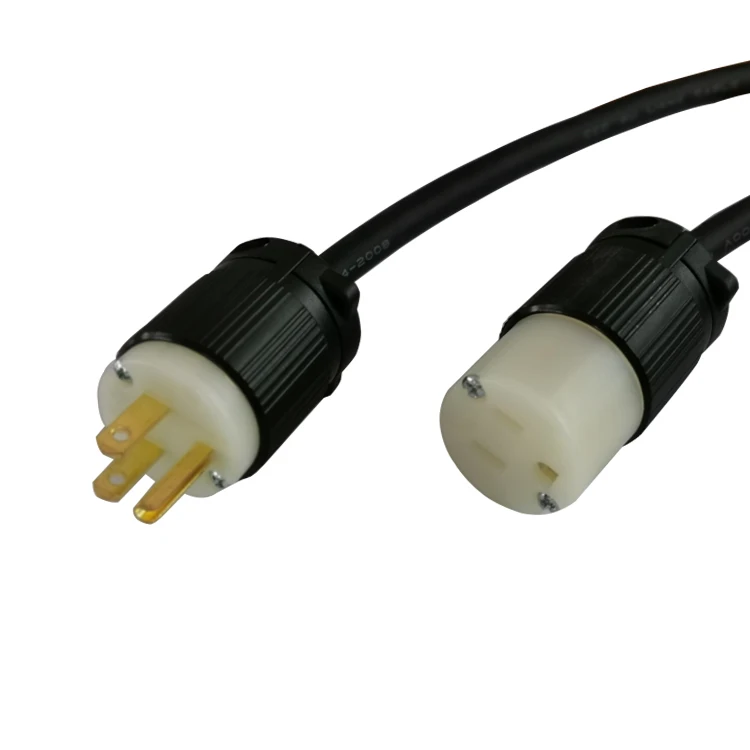 Power extension cord with 5-15 15 amp male plug and NEMA 5-15 power plug female connectors 14 AWG standard cable