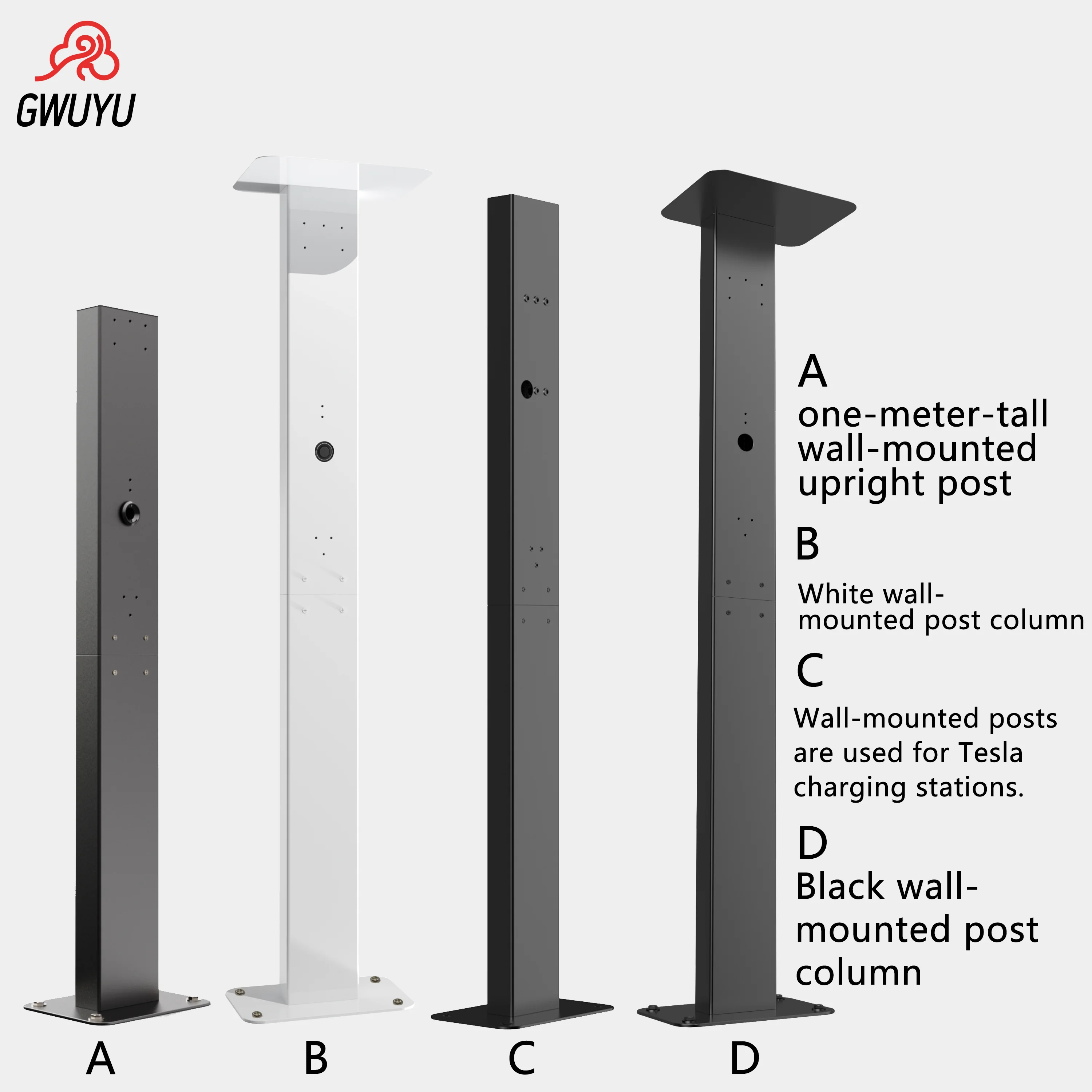 GWUYU Aluminum Alloy EV Charging Mounting Pole Mounted Station Pedestal for Electric Vehicle Charging Infrastructure