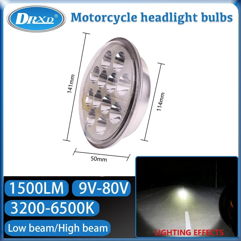 

Motorcycle Headlight 1500LM LED 3200-6500k Spotlights Projectors15W DC 9~80V High Beam Low Beam Motobike Scooter Running Light