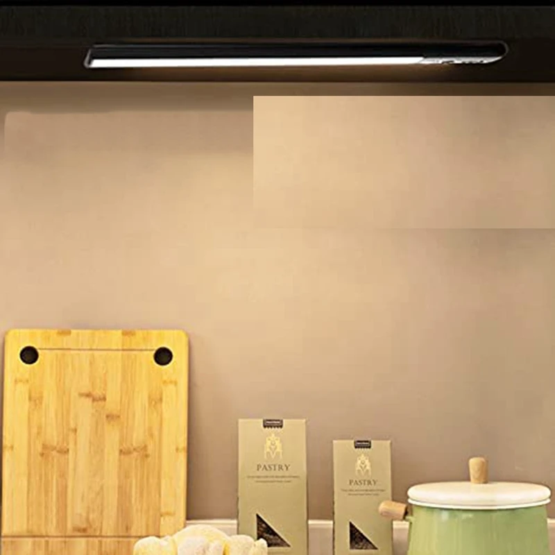 Беспроводное освещение для шкафа, 2 упаковки, 100 дюйма, встроенный USB-перезаряжаемый датчик движения