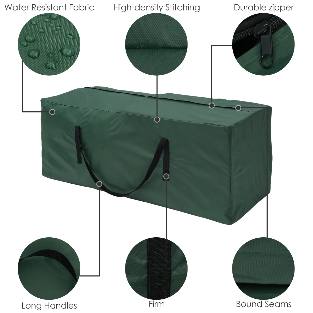 Black Large Waterproof Storage Bag Zipper Dustproof Protective Cover Furniture Cushion Outdoor Garden Christmas Tree Storage Bag